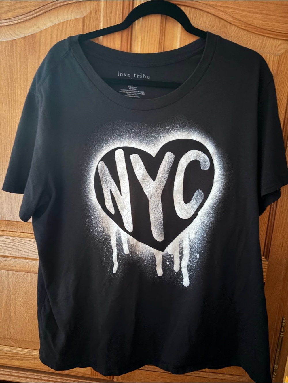 Love Tribe Black Graphic Tee with White Logo Print